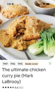 Golden chicken curry pie with bok choy