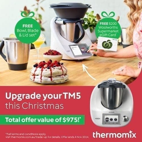 Thermomix TM5 upgrade offer with freebies and gifts.